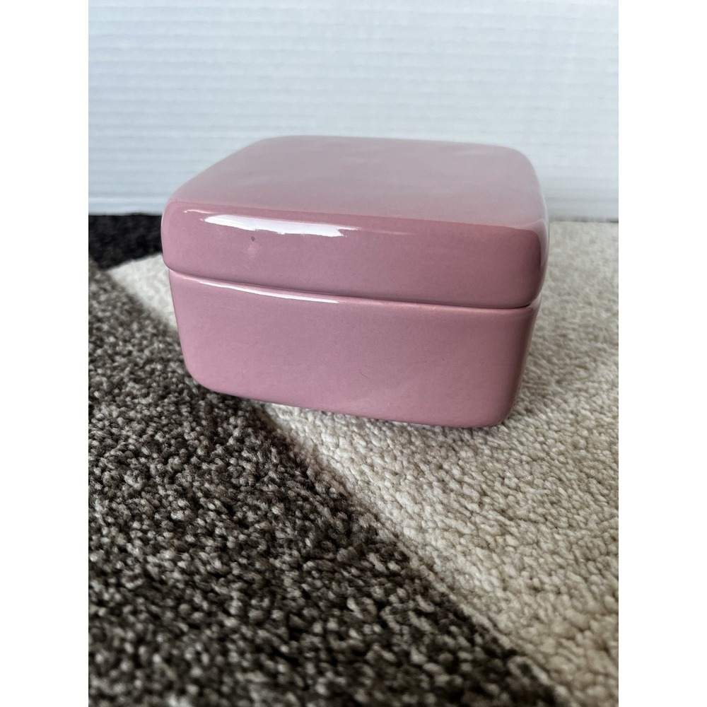 HAEGER PINK SQUARE TRINKET BOX w/ LID, USA 926 - Picture 4 of 10